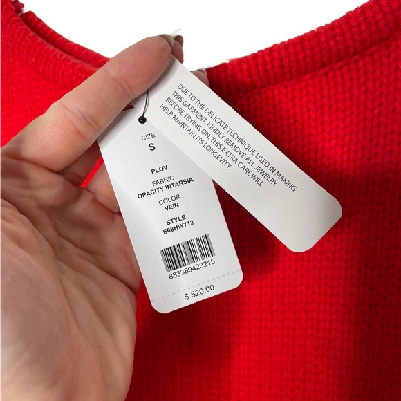 Helmut Lang | NWT Chunky Wool Knit Sweater in Opacity Intarsia Vein Red Small - Picture 5 of 8